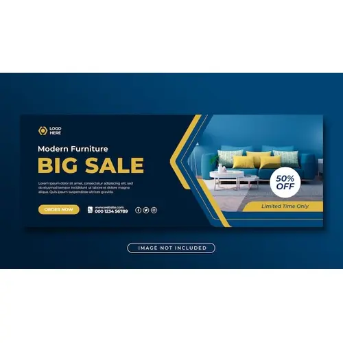 Creative facebook cover design for furniture sale or web banner template