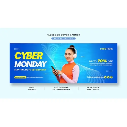 Cyber Monday Facebook cover banner template