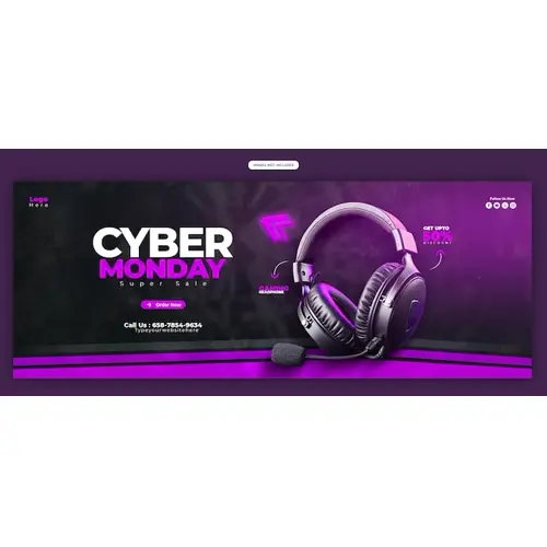 Cyber Monday Super Sale Facebook cover banner template