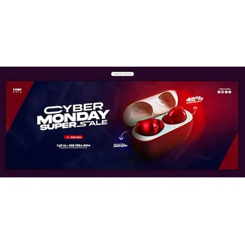 Cyber Monday Super Sale Facebook cover banner template