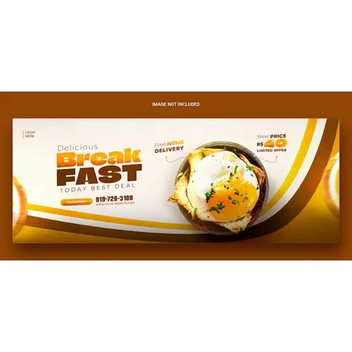 Delicious break fast and food menu Facebook cover template