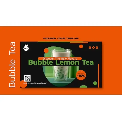 Delicious bubble tea facebook cover template