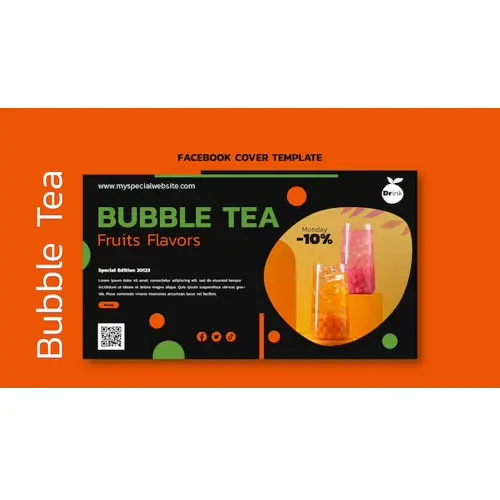 Delicious bubble tea facebook cover template