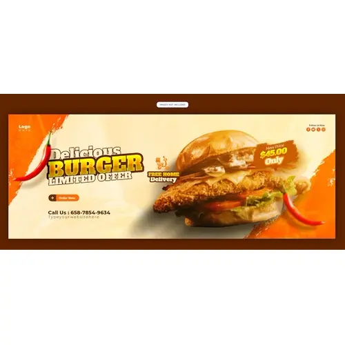 Delicious burger and food menu Facebook cover banner template