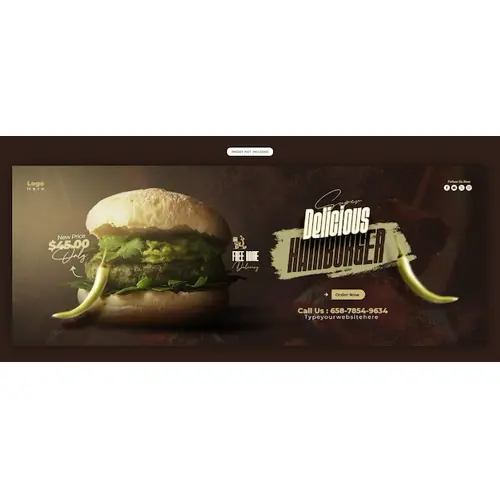 Delicious burger and food menu Facebook cover banner template