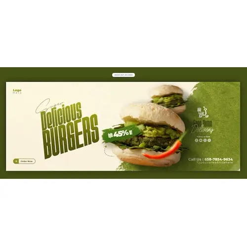 Delicious burger and food menu Facebook cover banner template