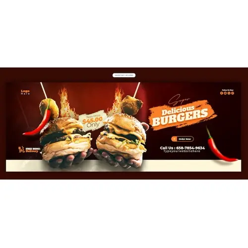 Delicious burger and food menu Facebook cover banner template