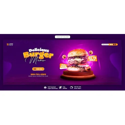 Delicious burger and food menu Facebook cover template