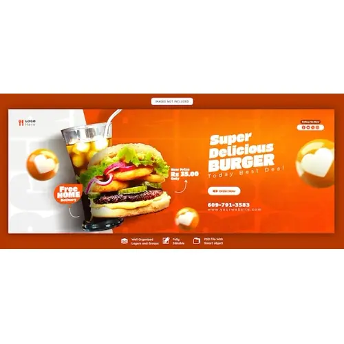 Delicious burger and food menu Facebook cover template