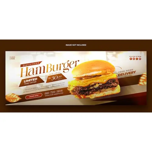 Delicious burger and food menu Facebook cover template