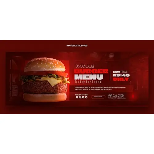 Delicious burger and food menu Facebook cover template