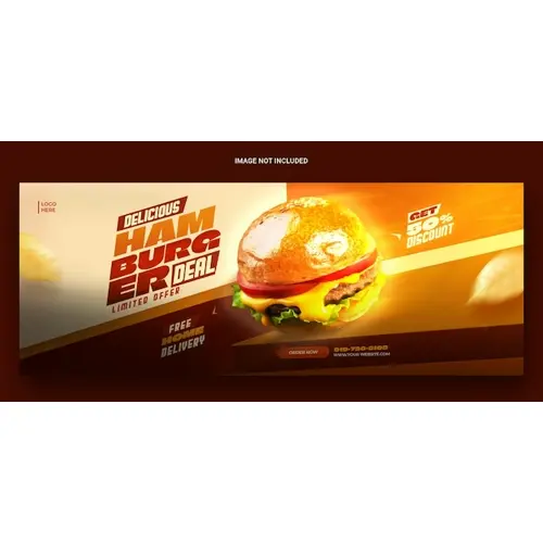 Delicious burger and food menu Facebook cover template