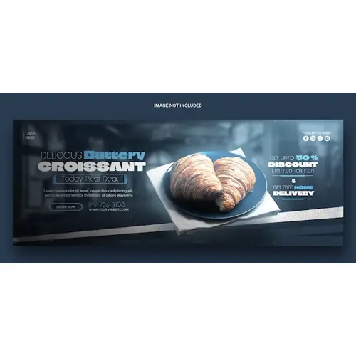 Delicious croissant and food menu Facebook cover template