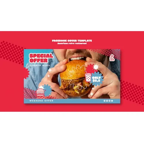 Delicious food facebook cover template