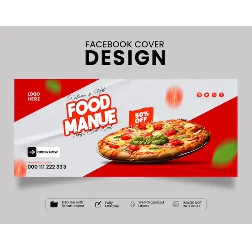 Delicious amp Hot Pizza Facebook Cover Template Design