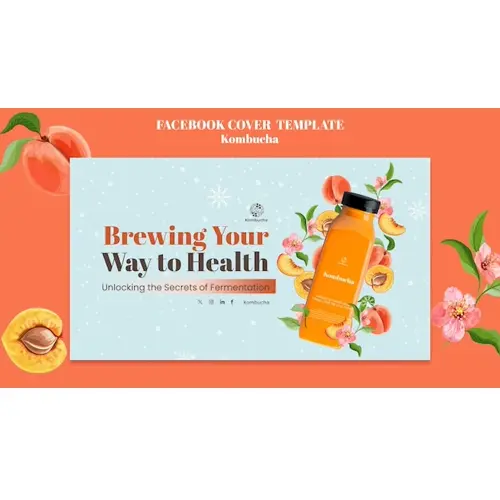 Delicious kombucha facebook cover  template