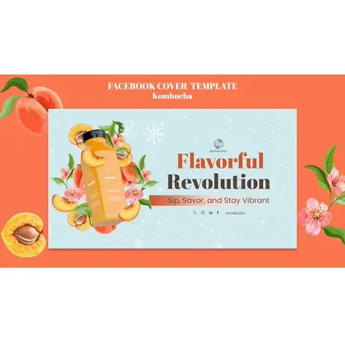 Delicious kombucha facebook cover  template