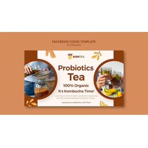 Delicious kombucha facebook cover template