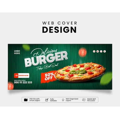 Delicious Pizza Facebook Cover Template Design