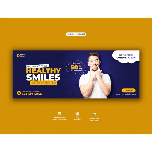 Dentist and dental care Facebook cover template
