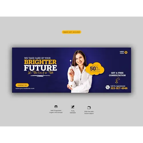 Dentist and dental care Facebook cover template