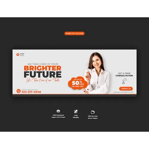 Dentist and dental care Facebook cover template