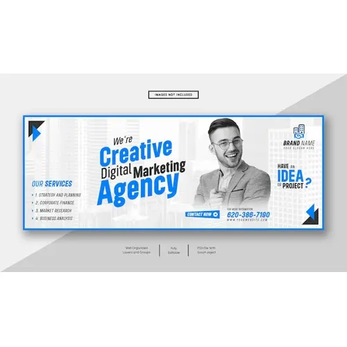 Digital marketing agency and corporate facebook cover banner template