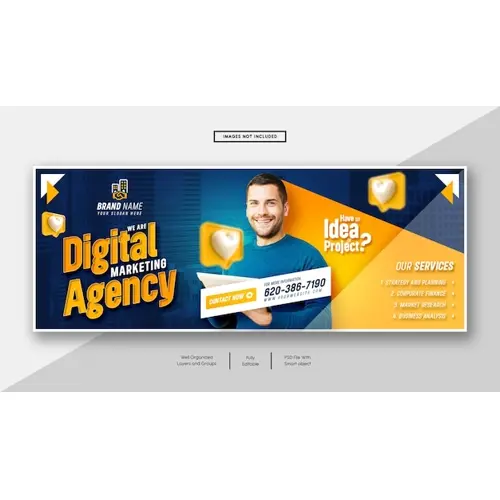 Digital marketing agency and corporate facebook cover banner template