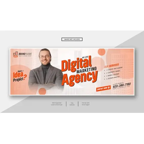 Digital marketing agency and corporate facebook cover banner template