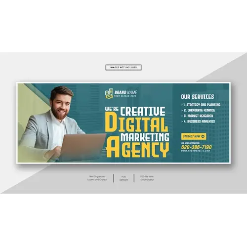 Digital marketing agency and corporate facebook cover banner template