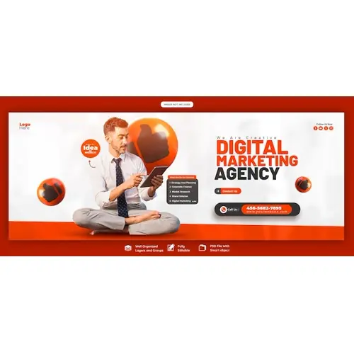 Digital marketing agency and corporate Facebook cover Banner template
