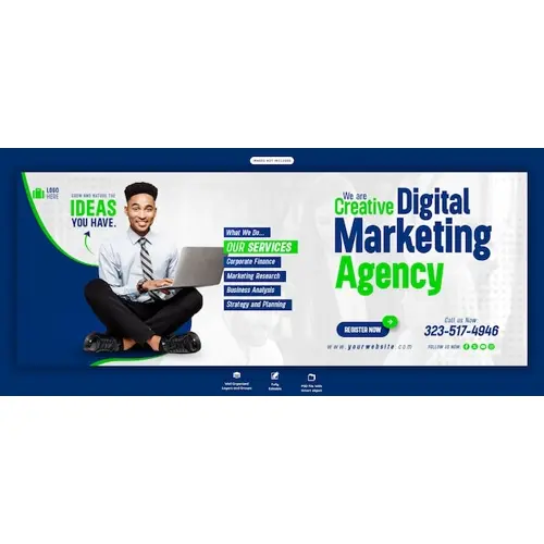 Digital marketing agency and corporate Facebook cover Banner template