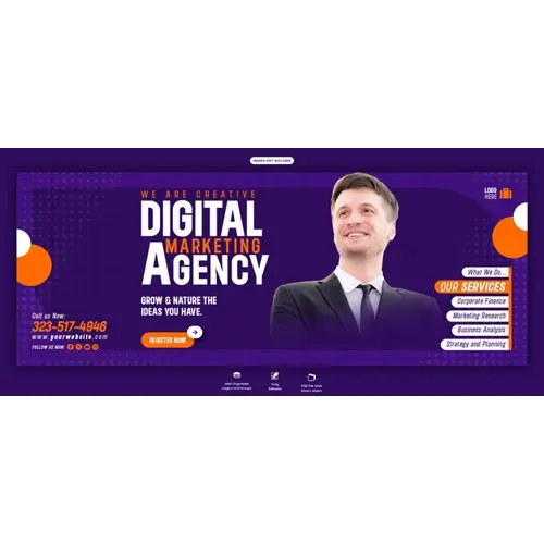 Digital marketing agency and corporate Facebook cover Banner template