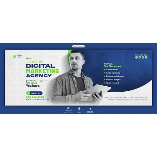 Digital marketing agency and corporate Facebook cover Banner template