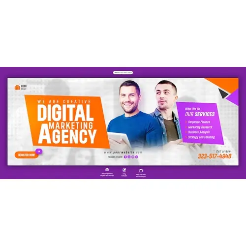 Digital marketing agency and corporate Facebook cover Banner template