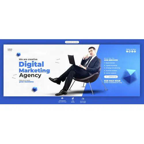 Digital marketing agency and corporate Facebook cover Banner template