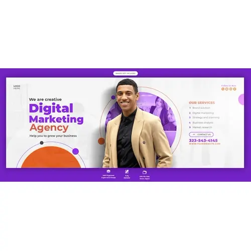 Digital marketing agency and corporate Facebook cover Banner template