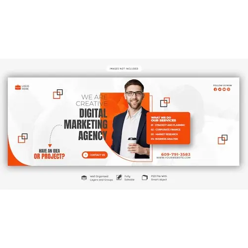Digital marketing agency and corporate Facebook cover template