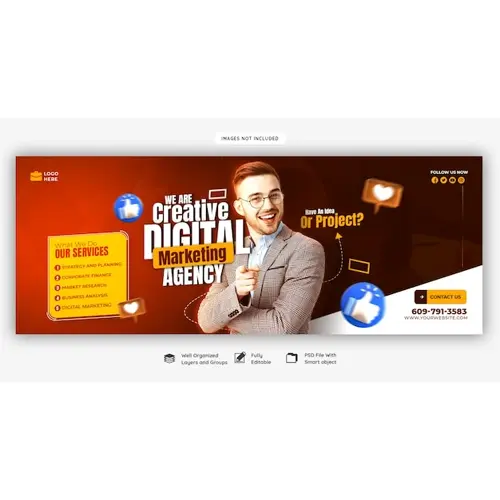 Digital marketing agency and corporate Facebook cover template