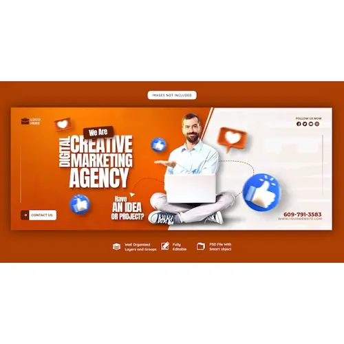 Digital marketing agency and corporate Facebook cover template