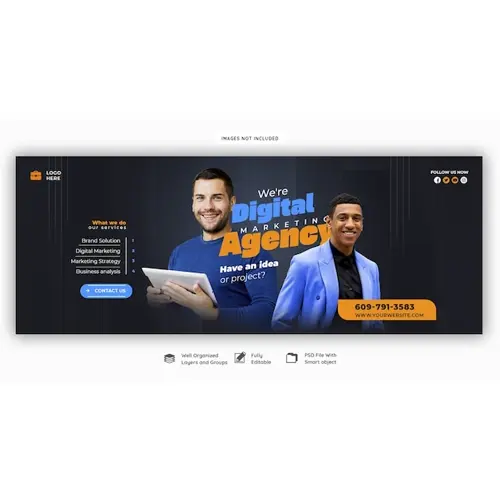 Digital marketing agency and corporate Facebook cover template