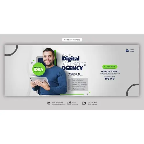 Digital marketing agency and corporate Facebook cover template