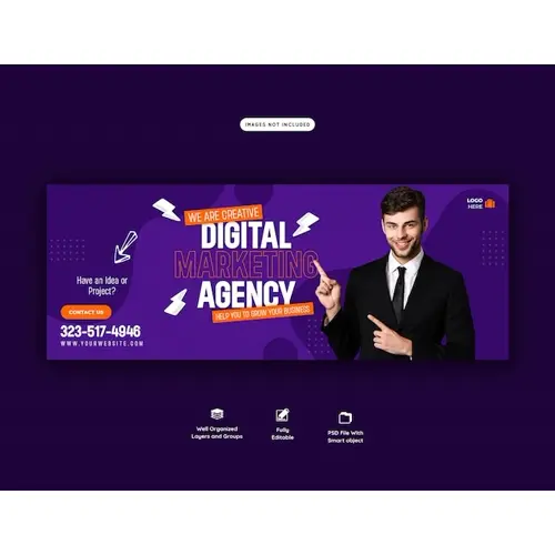 Digital marketing agency and corporate facebook cover template