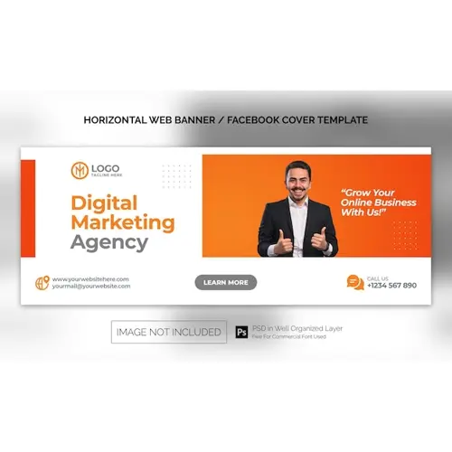 Digital Marketing Agency Corporate Horizontal Banner or Facebook Cover Advertising Template