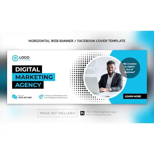 Digital Marketing Agency Corporate Horizontal Banner or Facebook Cover Advertising Template