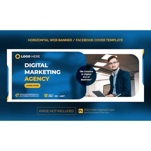 Digital Marketing Agency Corporate Horizontal Banner or Facebook Cover Advertising Template