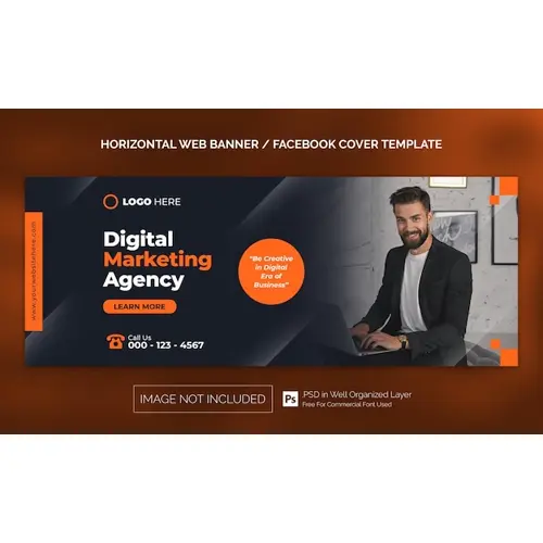 Digital Marketing Agency Corporate Horizontal Banner or Facebook Cover Advertising Template