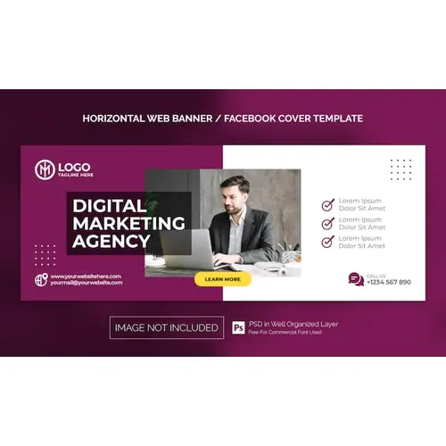 Digital Marketing Agency Corporate Horizontal Banner or Facebook Cover Advertising Template