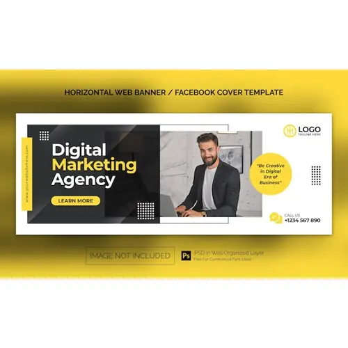 Digital Marketing Agency Corporate Horizontal Banner or Facebook Cover Advertising Template