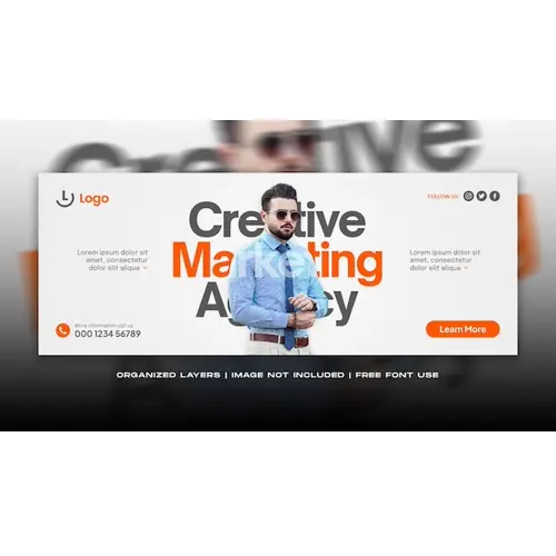 Digital marketing agency and corporate modern facebook cover banner template